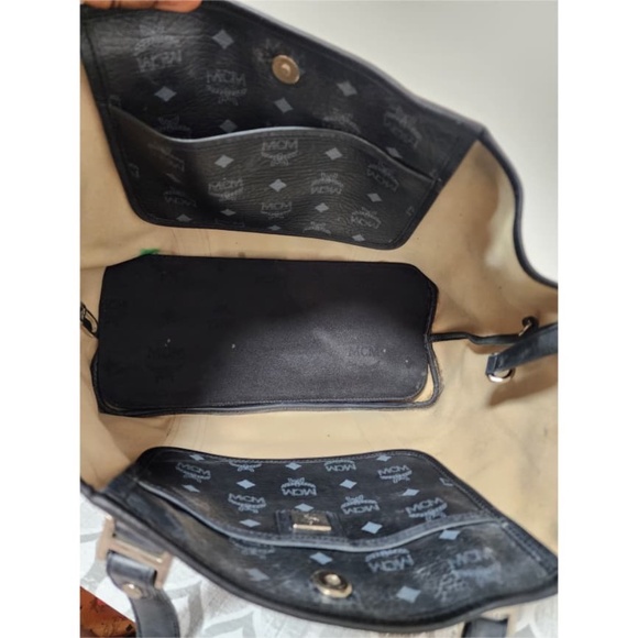 Authentic MCM Visestos Shopping Tote Bag Black/Grey - Picture 7 of 14